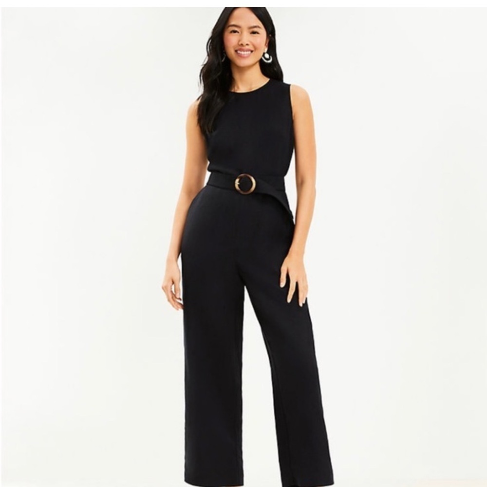 LOFT linen blend romper size large zip size 2 scoop neck w/ belt NWT inseam 25”